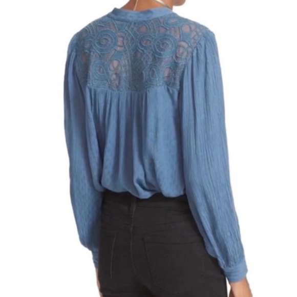 Free People Canyon Rose Button Down Top Blue Size L/G - Picture 4 of 14